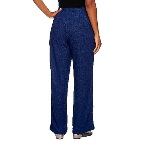 Bob Mackie Womens 3X Regular Fit Elastic Waist Crinkle Knit Pants Red NWT - Picture 2 of 4